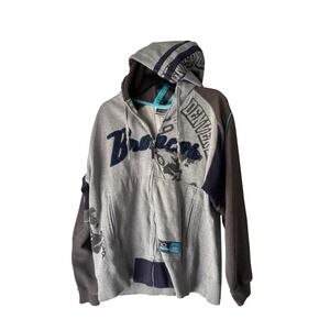 Mens Vintage Y2k Denver Broncos‎ NFL Full Zip Hoodie Gray Blue Size M